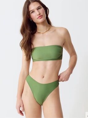 J Crew | Ruched Bandeau Bikini 90’s High Leg Set Rustic Willow